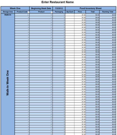 Food Inventory Spreadsheet System