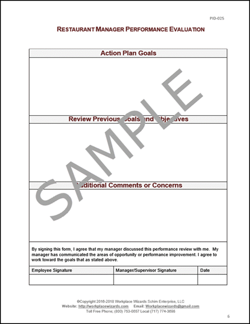 Restaurant Manager Action Plan Template