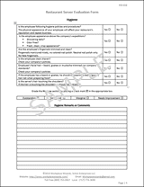Waiter Evaluation Form